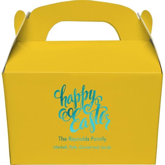 Calligraphy Happy Easter Gable Favor Boxes